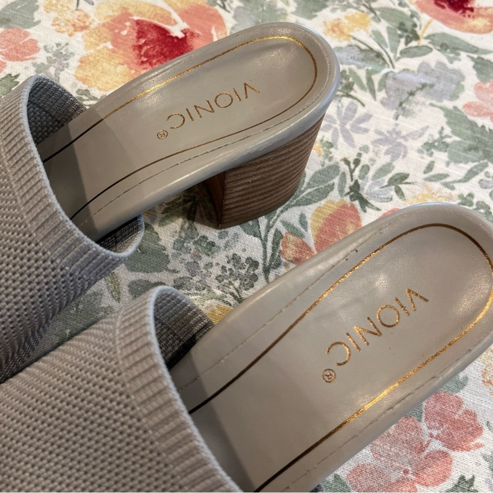 Vionic Gray Mules with Perforated Design - Picture 3 of 12